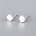 Boucles d'oreilles clous argent 925 hexagone