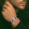 Bracelet cuir tressé fleur de lys