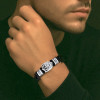 Bracelet cuir tressé fleur de lys