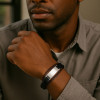 Personalized men's leather curb bracelet