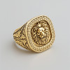 Anillo de sello con león y estampado griego