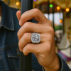 Greek motif lion signet ring
