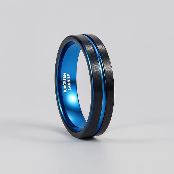 Bague personnalisée mariage tungstene brossé minimaliste