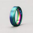 Bague tungstène brossée personnalisable arc en ciel