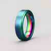 Bague tungstène brossée personnalisable arc en ciel