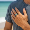 Bague tungstène brossée personnalisable arc en ciel