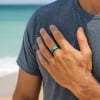 Bague tungstène brossée personnalisable arc en ciel