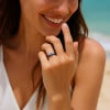 Bague tungstène personnalisable arc en ciel multi-facetté