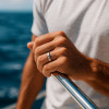 Customizable titanium wedding ring with polished dome