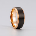Bague homme anneau noir tungstene mat brosse a agraver
