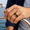 Bague homme anneau noir tungstene mat brosse a agraver