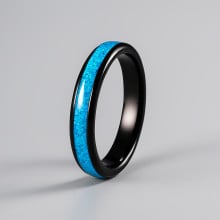Personalized ring for men and women in tungsten turquoise