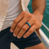 Bague personnalisee anneau homme femme tungstene turquoise