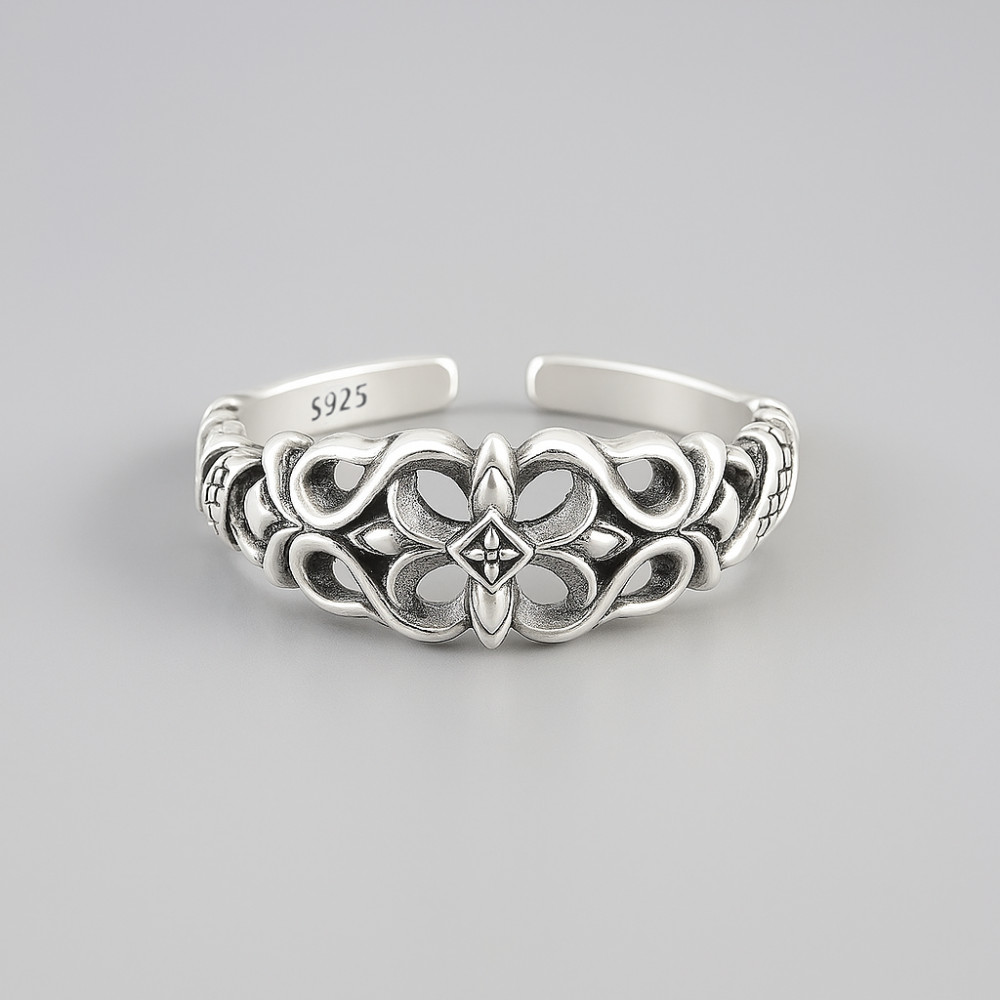 Bague argent ouvert fleur de lys