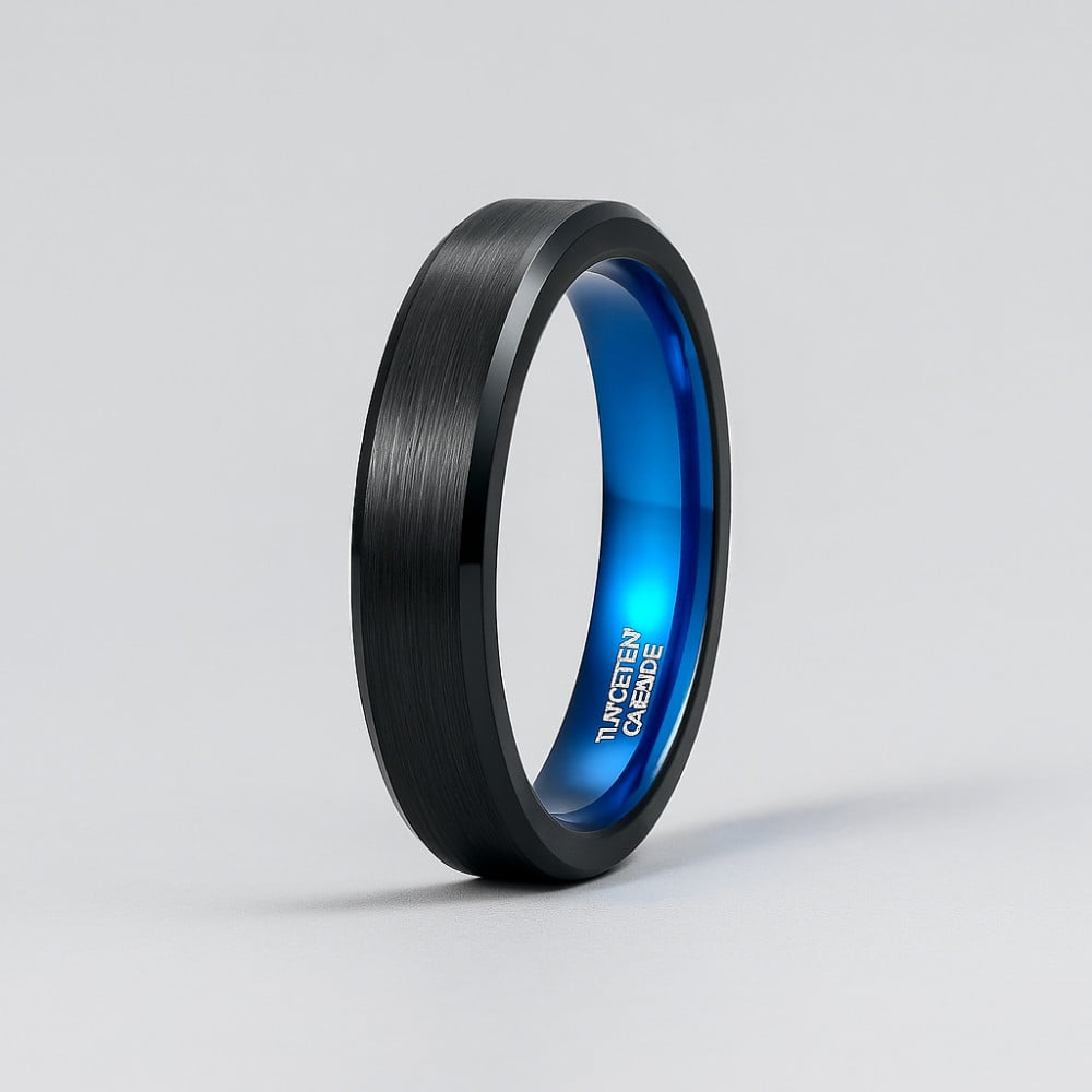 Bague personnalisée mariage tungstene brossé