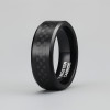 Bague homme tungstene anneau noir fibre de carbone personnaliser