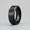 Bague homme tungstene anneau noir fibre de carbone personnaliser