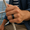 N Bague homme tungstene anneau noir fibre de carbone personnaliser