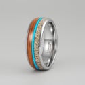 Tungsten wedding ring with wooden lines