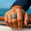 Celtic cross steel signet ring