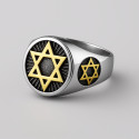 Bague homme chevaliere etoile de david acier inoxydable