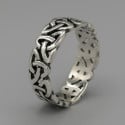 Bague homme anneau acier noeud celtique cisele