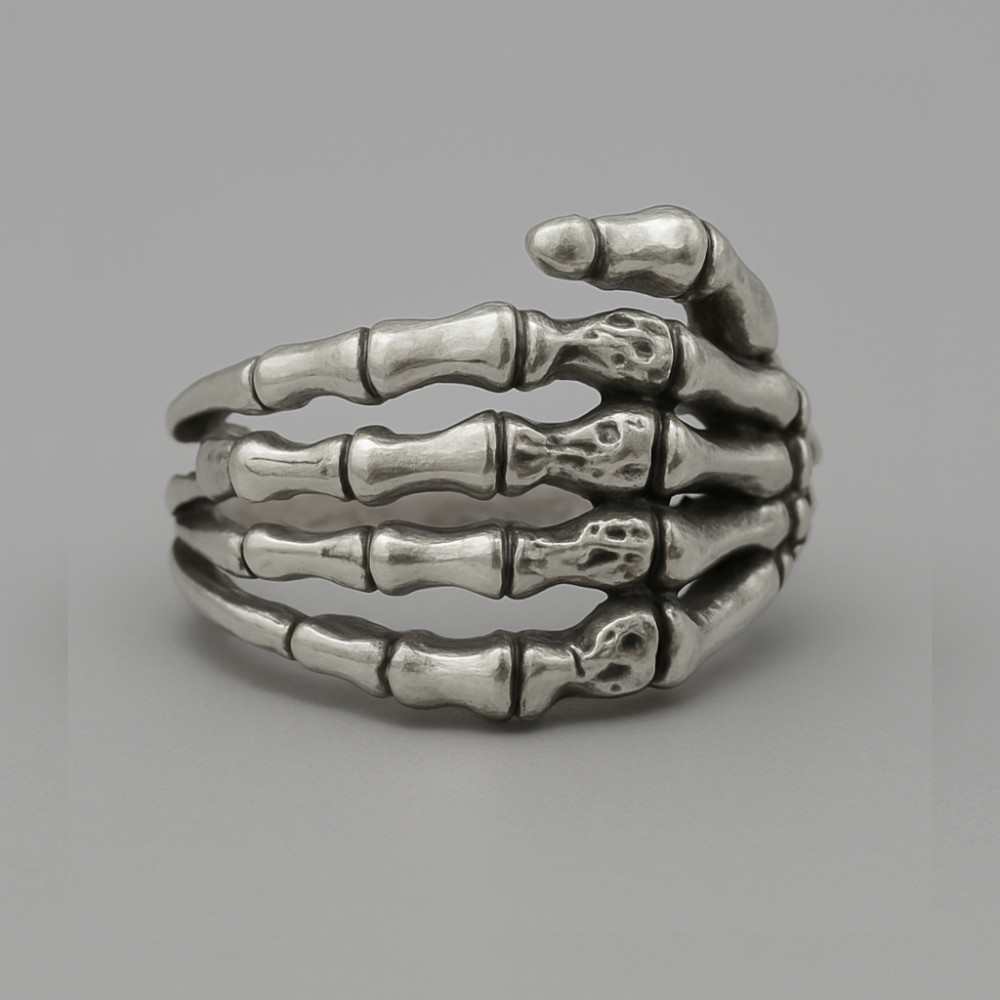 Anillo de mano de esqueleto de acero para hombre