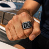 Bague chevaliere homme acier tete de mort faucille