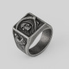 Bague chevaliere homme acier tete de mort faucille