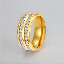 Personalized men's steel ring 2 lines zirconium