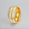 Personalized men's steel ring 2 lines zirconium