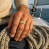 A Bague personnalisee homme acier 2 lignes zirconium