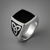 Bague homme chevaliere acier resine noire motif celtique
