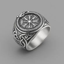 Anillo con sello de runas celtas vikingas de Vegvisir