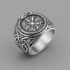 Bague homme acier chevalière runes viking celtique