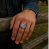 Bague homme acier chevalière runes viking celtique