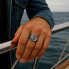 Bague homme acier chevalière runes viking celtique