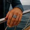 Bague homme acier chevalière runes viking celtique