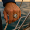 Bague homme acier chevaliere runes viking celtique