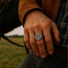 Bague homme acier chevaliere runes viking celtique