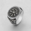 Bague homme acier chevaliere runes viking celtique