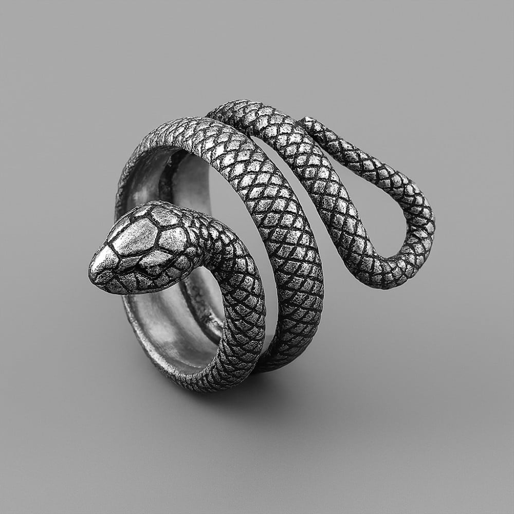 Bague homme femme serpent en acier inoxydable
