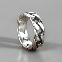 Men's ring with Cuban steel chain ring