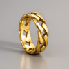 D Bague homme anneau chaine cuba acier