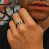 Bague homme anneau chaine cuba acier