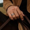 Bague homme anneau chaine cuba acier