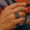 Bague homme Franc-maçonnerie acier plaque or