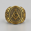 Bague homme Franc-maçonnerie acier plaque or