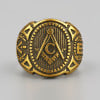 Bague homme Franc-maçonnerie acier plaque or