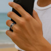 Bague anneau homme acier etoile relief